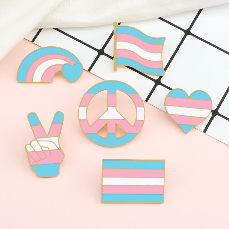 Spilla con bandiera arcobaleno rosa e blu Pride Day da 6 pezzi - image 2