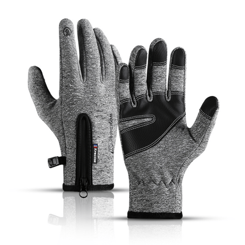 Guanti tattici impermeabili con cerniera per ciclismo all'aperto - Grigio - Grande - image 14