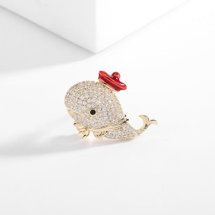 Spilla balena con strass marini da donna - image 2