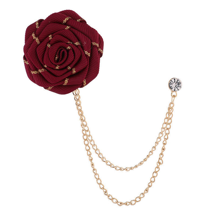 Spilla a catena con rose floreali da uomo - image 4