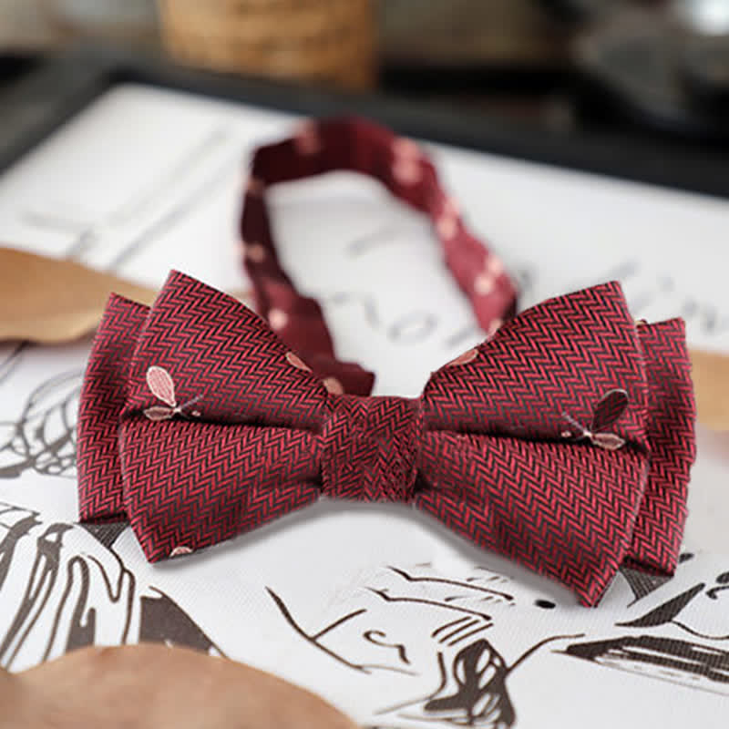 Papillon da uomo con foglie floreali retrò - Foglie rosse - image 6