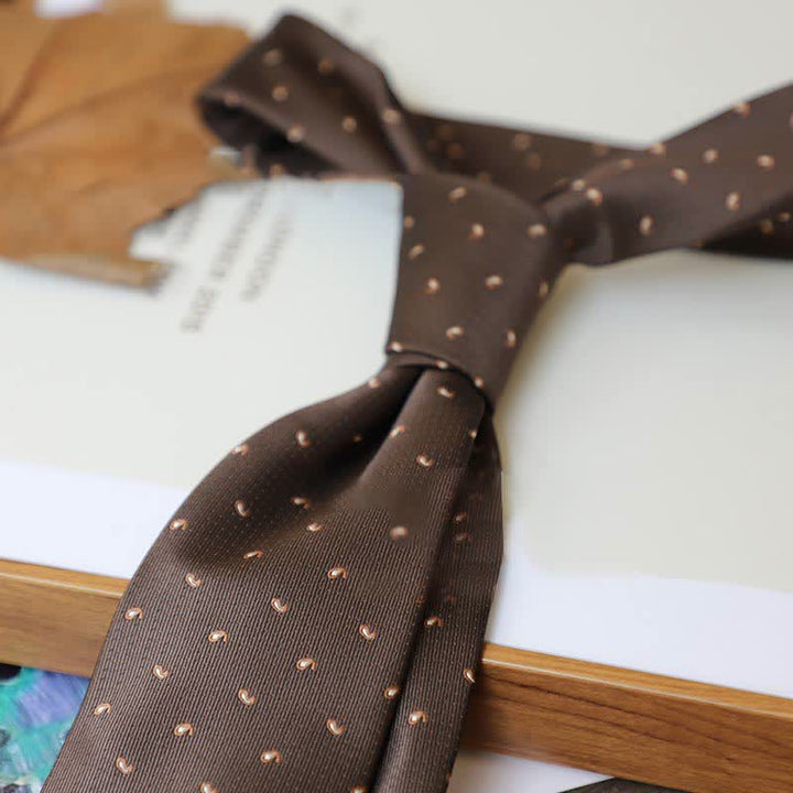 Cravatta da uomo con motivo Paisley a righe della serie Coffee Colors - Stile n. 5 - image 8