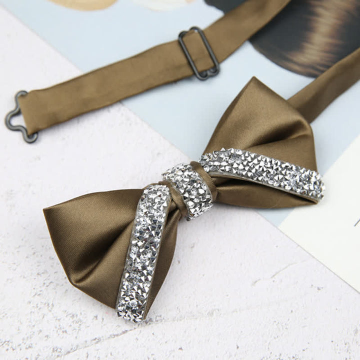 Papillon da sposa con strass scintillanti da uomo - Caffè - image 11