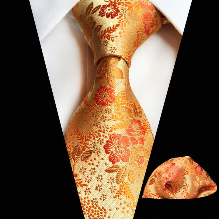 Set di 2 cravatte floreali con fiori di prugna da uomo - Arancia - image 6