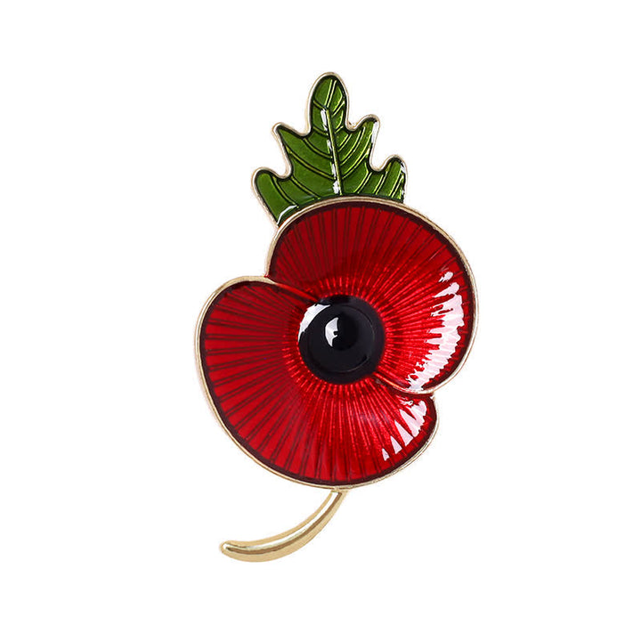 Spilla unisex commemorativa a forma di foglia di papavero rosso - image 3