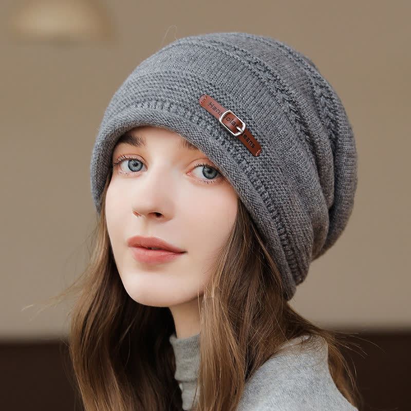 Cappello invernale da donna ripiegabile in pile lavorato a maglia - Grigio - Misura M (22 1/2"-22 7/8") - image 3