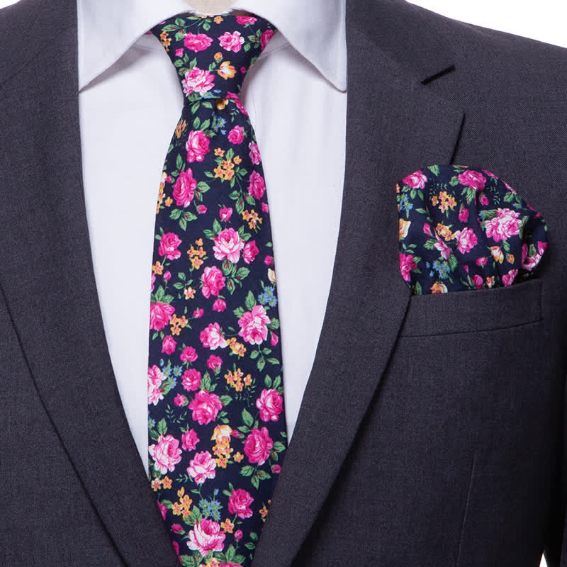 Set di 2 cravatte floreali da uomo con motivo a margherita e rosa - image 0