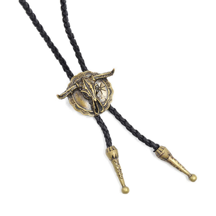 Cravatta Bolo con testa di toro del rodeo del selvaggio Western - Oro antico - image 8