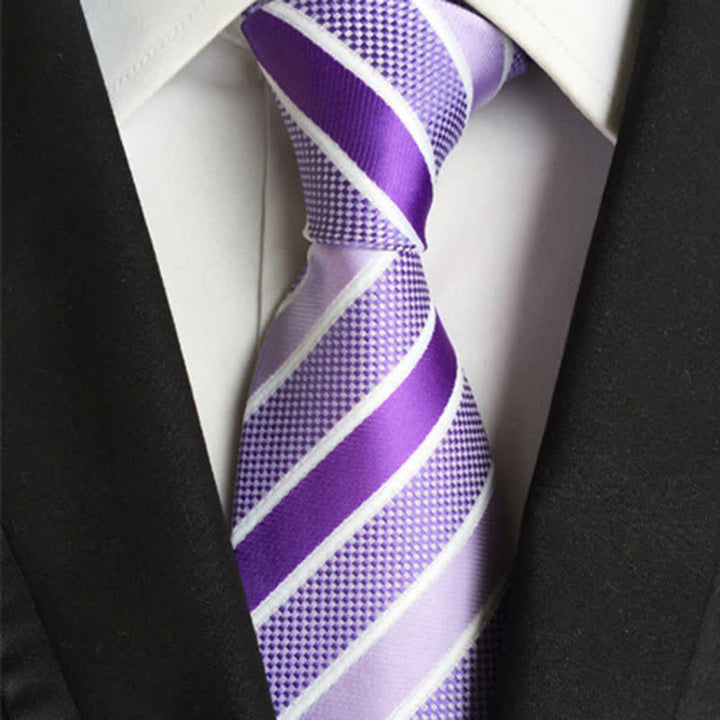 Cravatta a righe colorate di classe da uomo - Viola - image 1