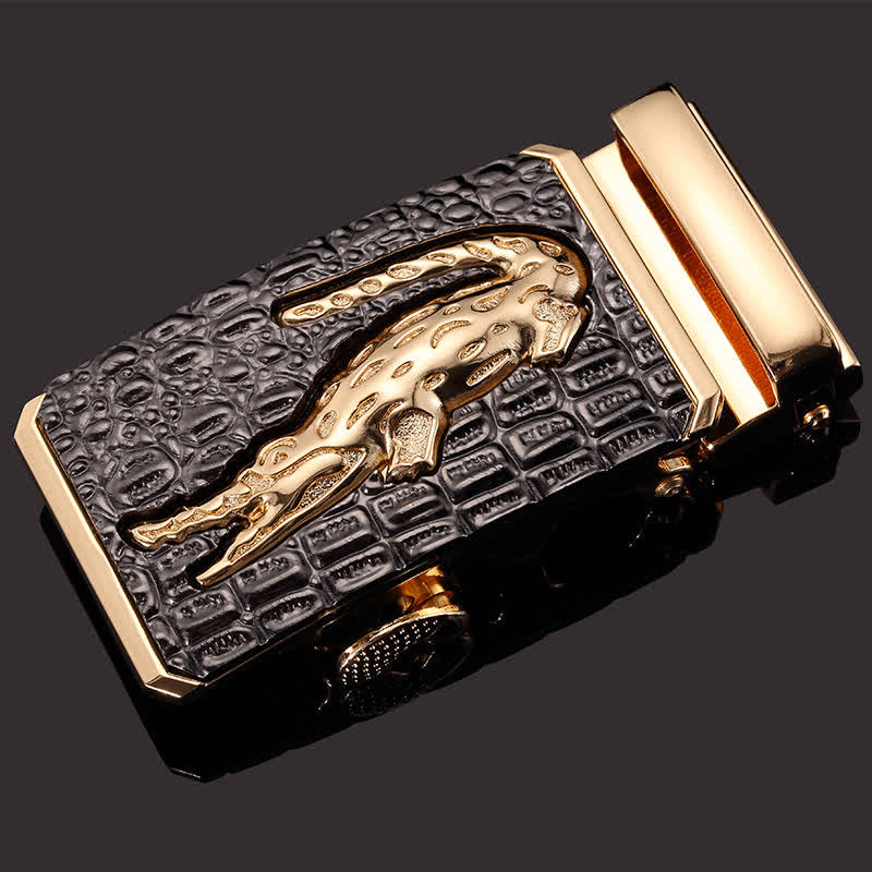 Cintura in pelle con fibbia automatica quadrata in coccodrillo fai da te da uomo - Oro - Senza cintura - image 0