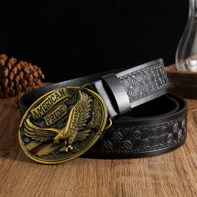 Cintura in pelle da uomo American Pride Bald Eagle - Nero #2 - 42 - image 6
