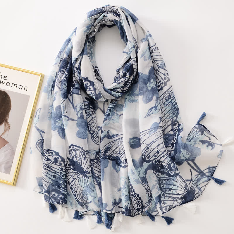 Sciarpa sottile con nappe floreali a farfalla da donna - Stile n. 1 - image 0