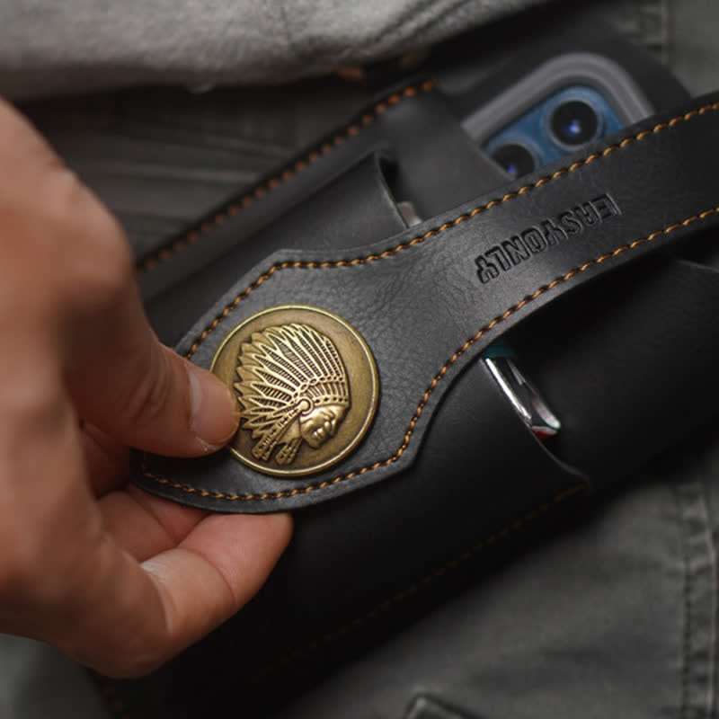 Borsa a tracolla per cellulare con bottone magnetico in ottone retrò - image 3