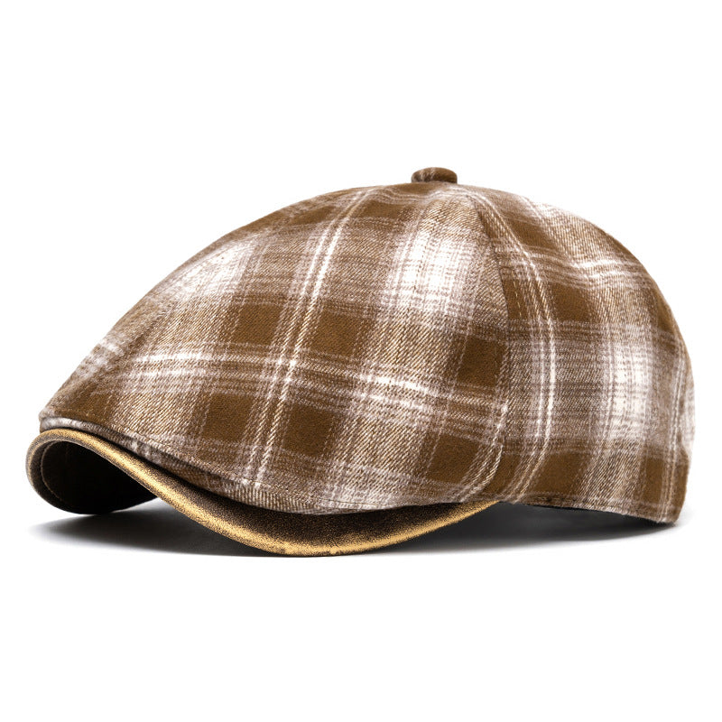 Berretto a quadri versatile, retrò e artistico, autunno e inverno - Cachi - Regolabile (22 1/2"-24") - image 9