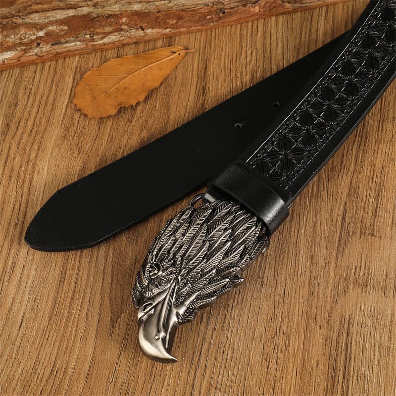 Cintura da uomo in pelle western con testa d'aquila e avvoltoio realistico - image 7