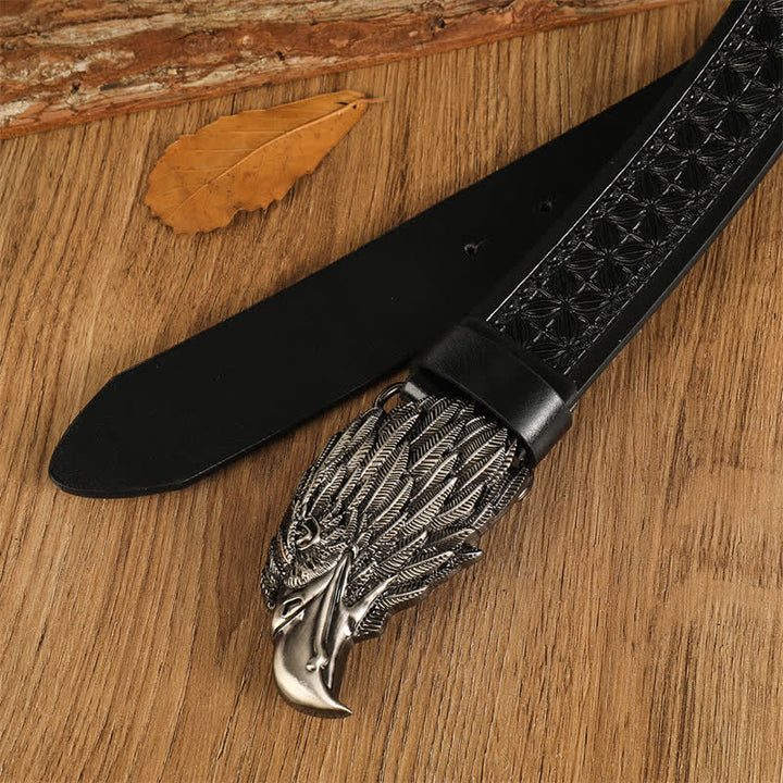 Cintura da uomo in pelle western con testa d'aquila e avvoltoio realistico - image 7