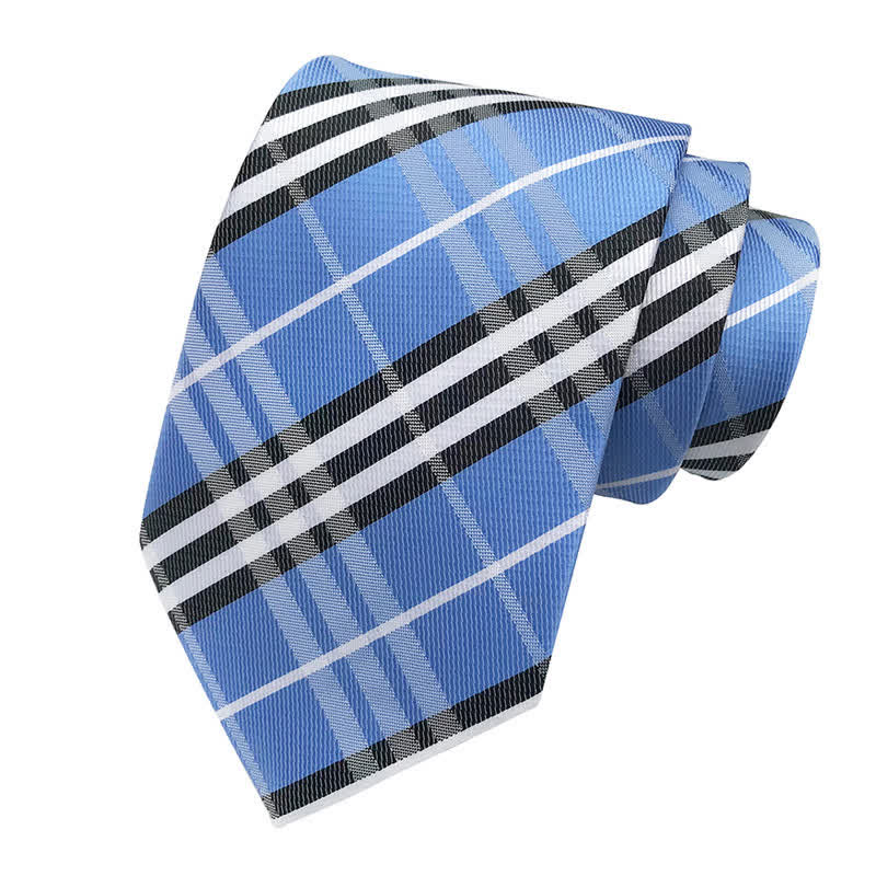 Cravatta scozzese a quadri da uomo - Azzurro cielo - image 6