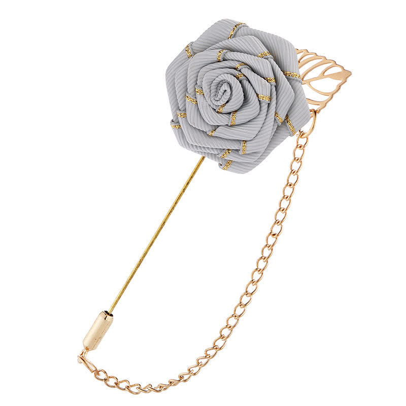 Spilla a catena con camelia floreale da uomo - Grigio - image 8