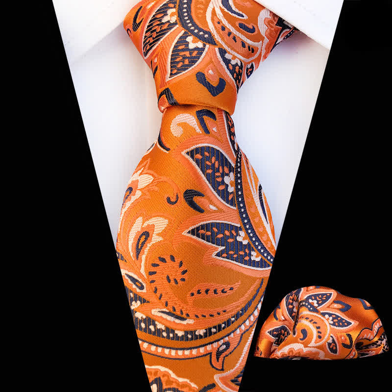 Set di 2 cravatte da uomo arancioni con motivo Paisley - Arancia - image 0