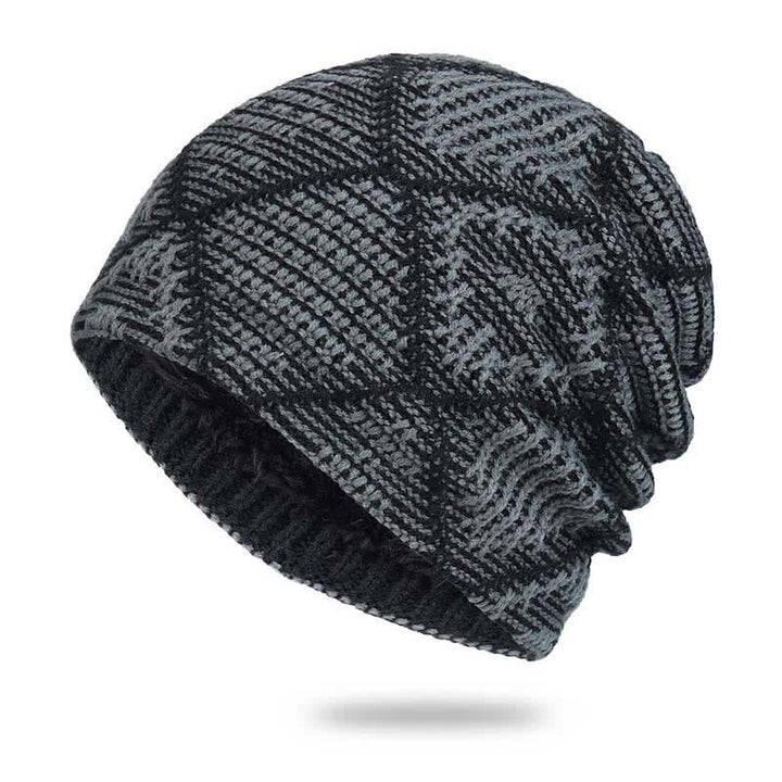 Berretto lavorato a maglia con motivo a quadri da sci elastico - Grigio - Regolabile (circa 22"-23 5/8") - image 0