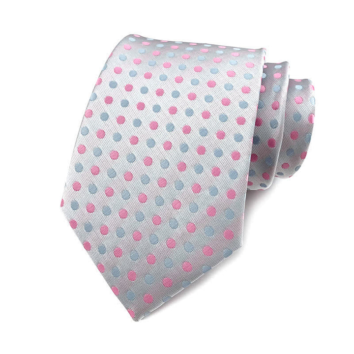 Cravatta a pois da uomo - Piccoli punti - Bianco e rosa - image 11