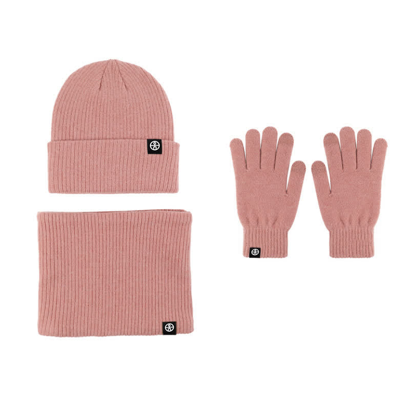 Set di 3 cappelli, sciarpe e guanti in morbido, unisex, tinta unita - Rosa - Regolabile (circa 21 1/4"-23 1/4") - image 10