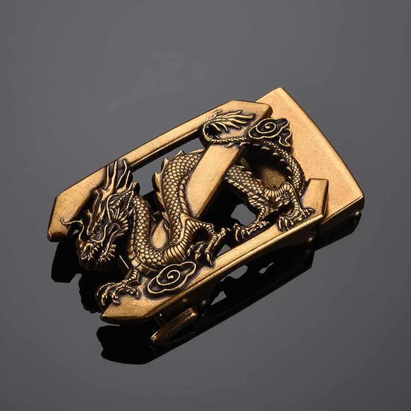Cintura in pelle con fibbia automatica fai da te con lettera Z drago da uomo - Oro antico - Senza cintura - image 0