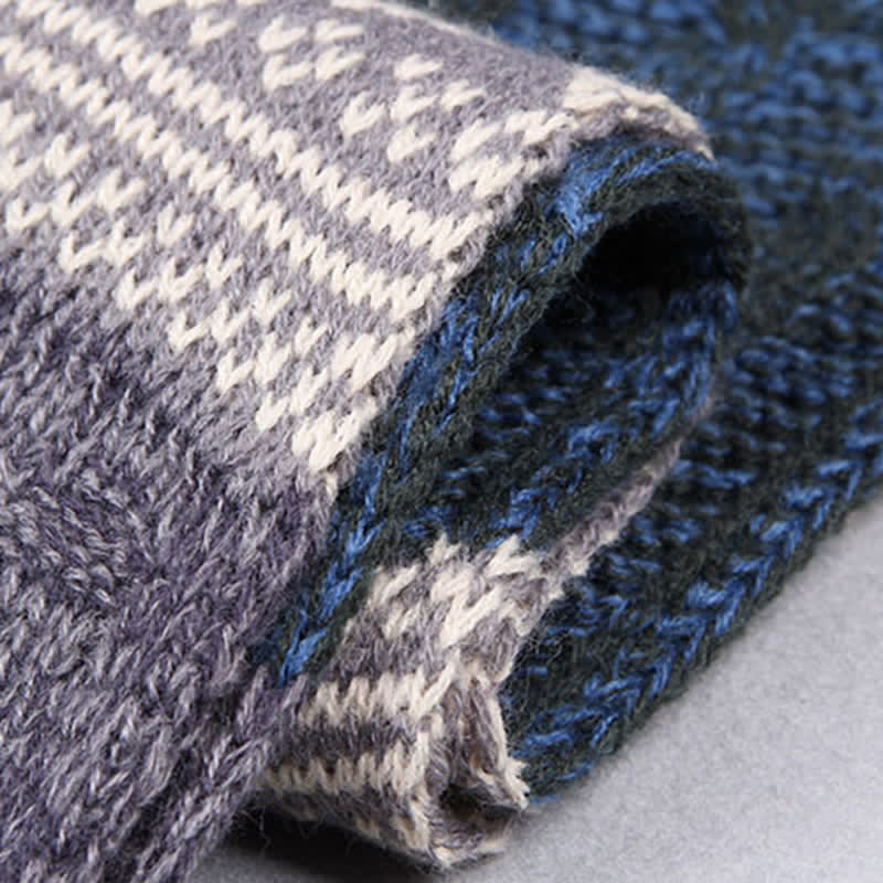 Sciarpa a blocchi di colore con cuciture a maglia Argyle da uomo - image 5
