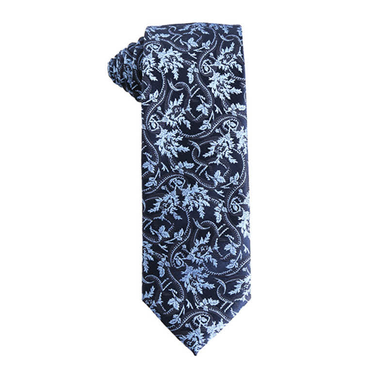 Cravatta da uomo Dynamic Shade of Blue Series - Fiore e foglia - image 9