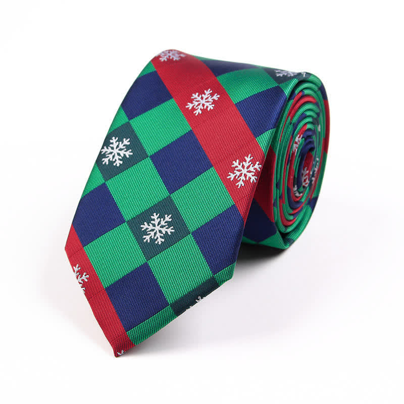 Cravatta da uomo con elemento natalizio Santa Vibe - Fiocchi di neve verdi - image 2