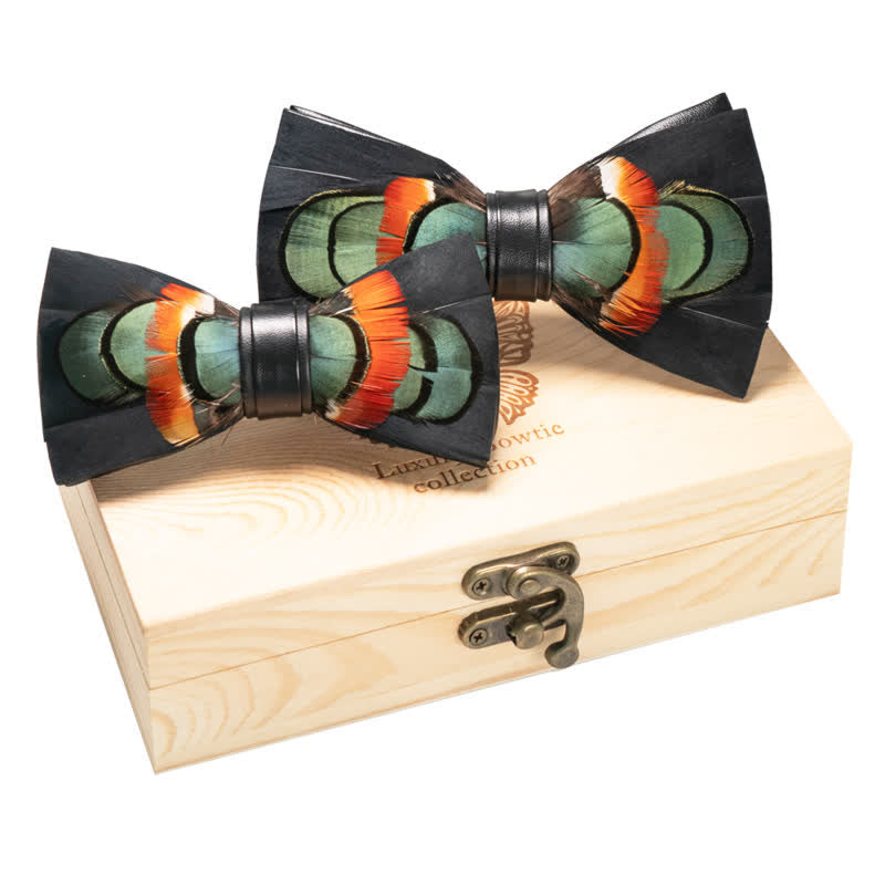 Set di 2 papillon Mallard genitori-figli neri e turchesi - Nero e verde acqua - image 0