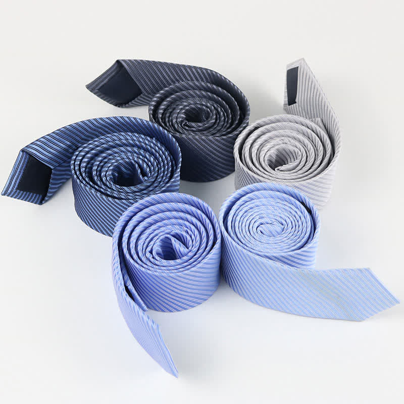 Cravatta da uomo in twill grigio blu bianco tinta unita per tutti i giorni - image 7