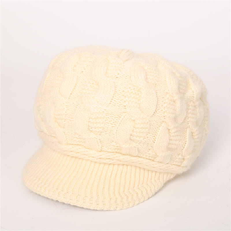 Cappello con visiera e fodera soffice e soffice da donna - Avorio - Regolabile (circa 19,69"-23,62") - image 2