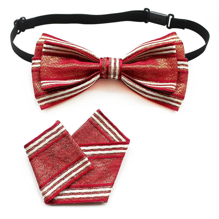 Set di 2 papillon a righe plissettate da uomo - Strisce rosse - image 5