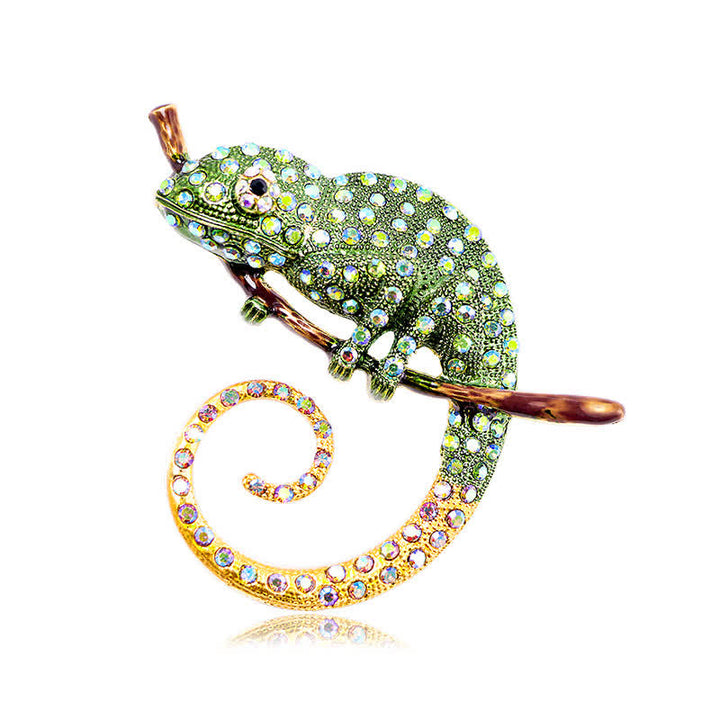 Spilla lucertola camaleonte colorata da donna - Verde - image 11