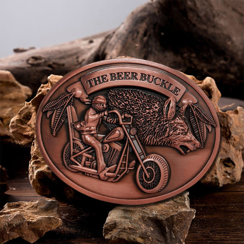 Cintura in pelle con fibbia porta birra creativo fai da te per motocicletta da uomo - Rame - Senza cintura - image 6