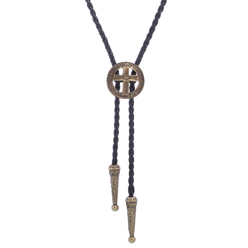 Accessori per magliette retrò Cerchio Croce Bolo Tie - Oro antico - image 0