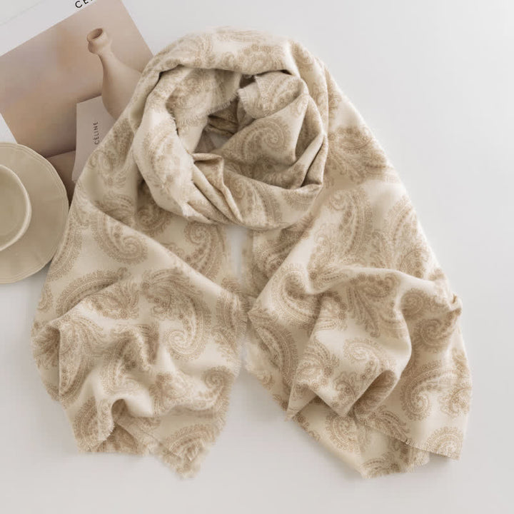Sciarpa corta con nappe Paisley autunno inverno da donna - Avorio - image 8