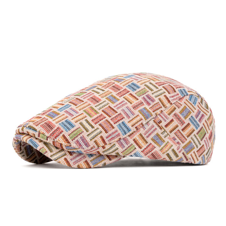 Cappello basco a quadri jacquard colorati retrò artistici - Fibbia posteriore - Rosa - Regolabile (22 1/2"-24") - image 18