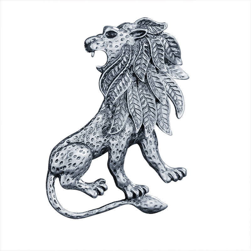 Spilla da uomo antica retrò a forma di leone - Argento - image 2
