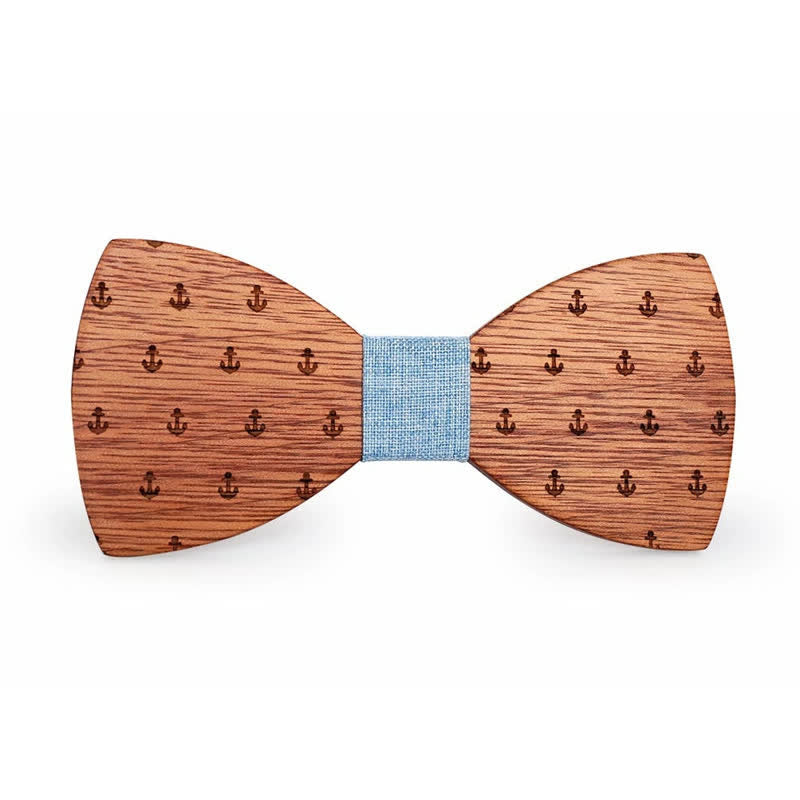 Papillon in legno con ancora da barca nautica da uomo - image 1