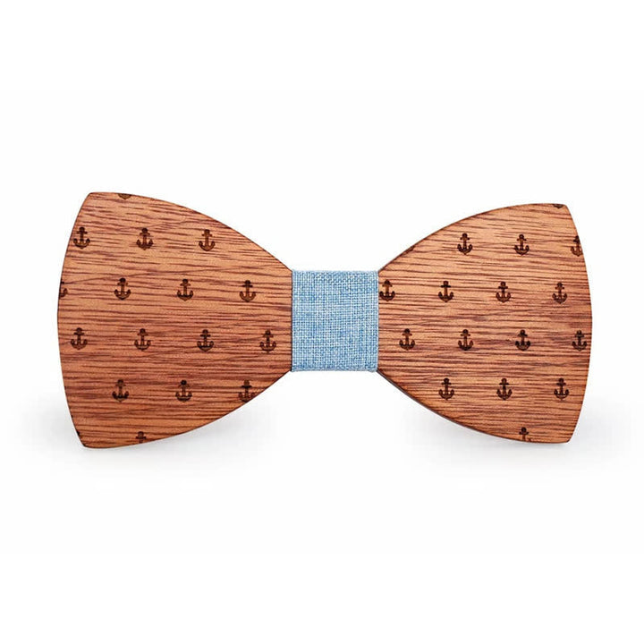 Papillon in legno con ancora da barca nautica da uomo - image 1