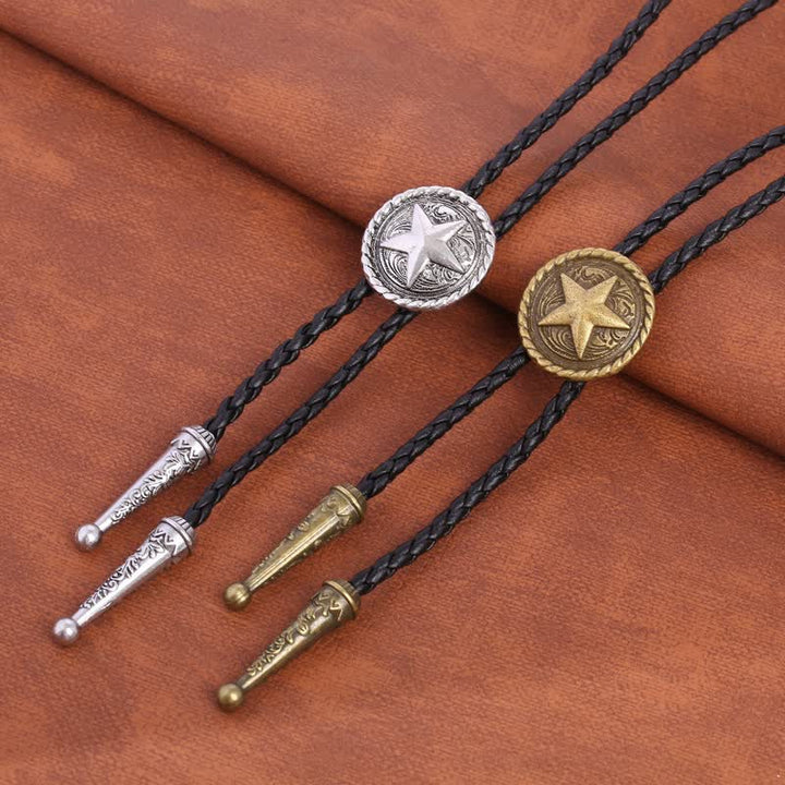 Cravatta Bolo in pelle intrecciata a forma di stella a cinque punte - image 1