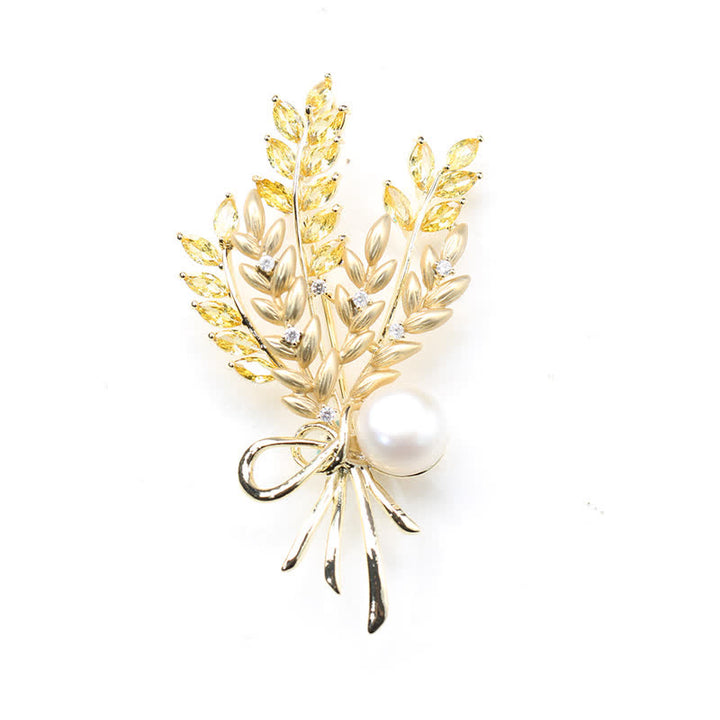 Spilla da donna con spiga di grano e zirconi abbaglianti - image 4
