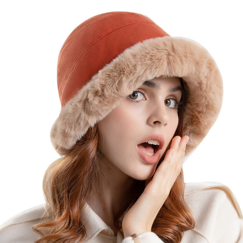 Cappello da pescatore con tesa spessa e calda in peluche da donna - image 2