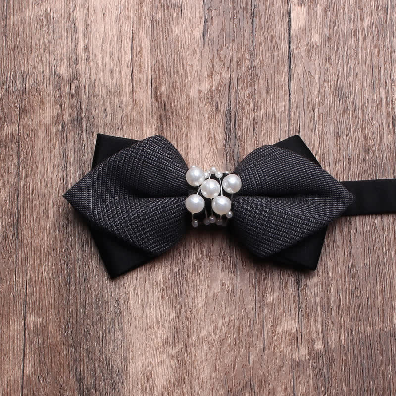 Papillon da uomo con perle nere - Appuntito - image 1