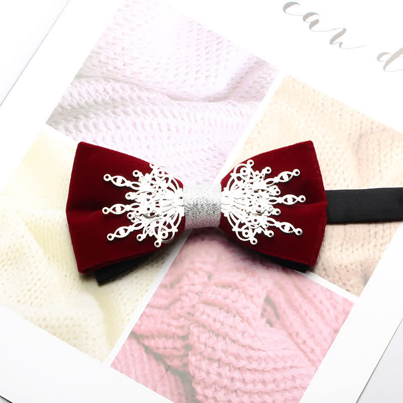 Papillon in velluto con motivo a mosaico Bling Sunburst da uomo - Rosso e argento - image 4