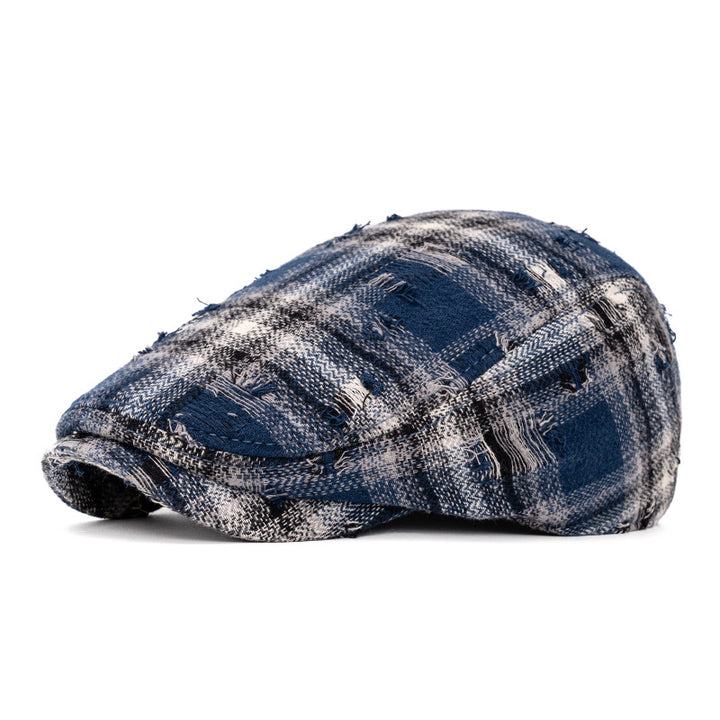 Cappello basco vintage a quadri con bordo spezzato per autunno e inverno - Blu - Regolabile (22"-24") - image 9