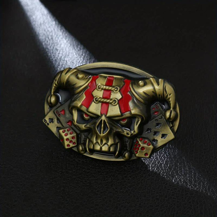 Cintura in pelle con fibbia Joker Clown Skull fai da te da uomo - Bronzo antico - Senza cintura - image 0