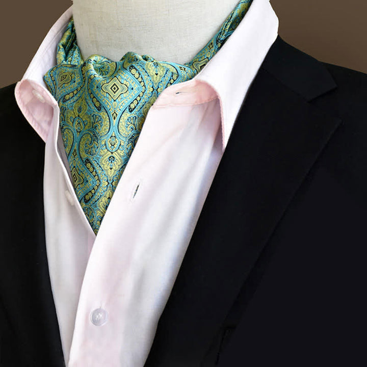 Cravatta da uomo turchese per il ballo di fine anno floreale Ascot Paisley - Turchese - image 0
